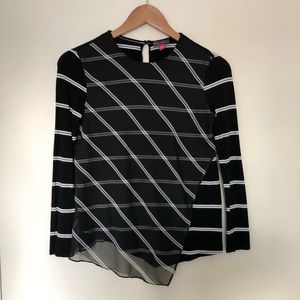 Vince Camuto Striped Sheer Overlay Top